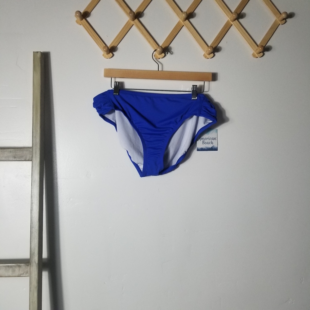 NWT AMERICAN BEACH WOMEN'S BLUE BIKINI BOTTOMS SIZE XL